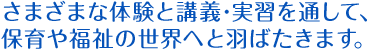 さまざまな体験と講義･実習を通して､保育や福祉の世界へと羽ばたきます。